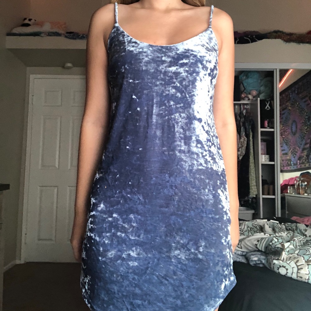 Blue silk dress